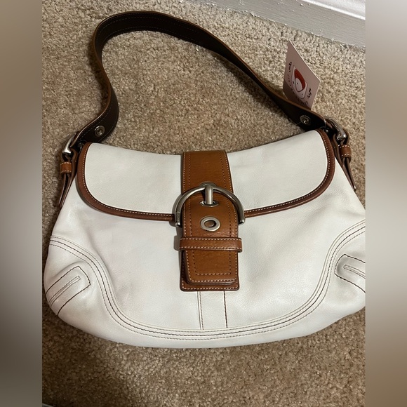 Coach Soho White & Brown Leather Handbag Satchel Purse - Picture 3 of 9
